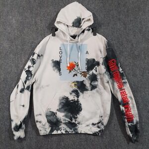 Civil Regime Hoodie Mens Medium Black White Tie Dye‎ Love Is A Drug Graphic Rose